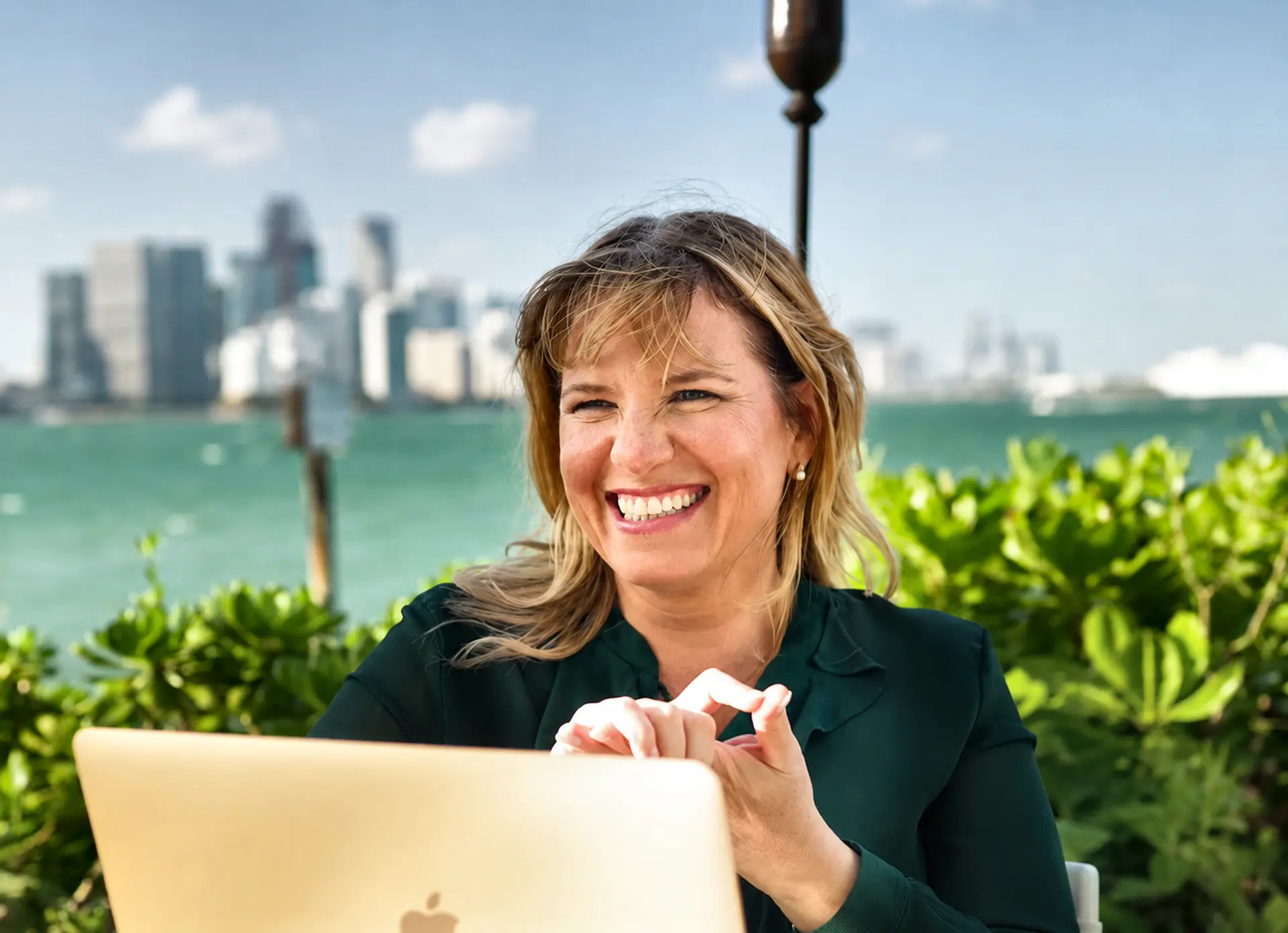 Gabriela Thierer, Founder and CEO of TCGC Group, on the production floor